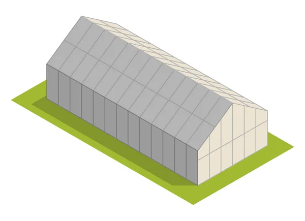 Isometric rural farm. Building for storing agricultural products, or a greenhouse for growing vegetables . Vector icon representing countryside element — Vector de stock