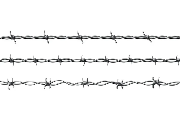 鉄条網だ 境界線を守る 保護概念設計 白に隔離されたベクトルフェンスシームレスイラスト — ストックベクタ