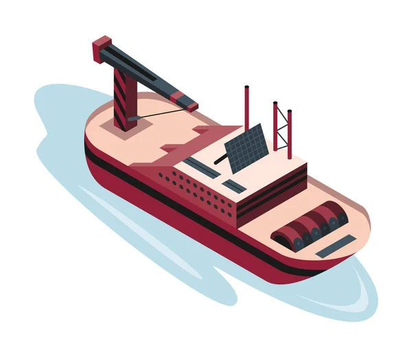 Commercial ship isometric icon. Water transport. 3d sea marine business shipment, shipping freight ocean transportation.