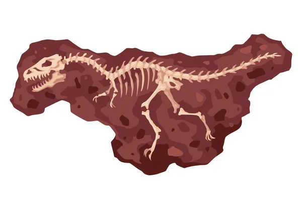 Dinosaur Skeleton Bone Fossil Excavation Archeology Isolated Prehistoric Reptile Skeleton — ストックベクタ