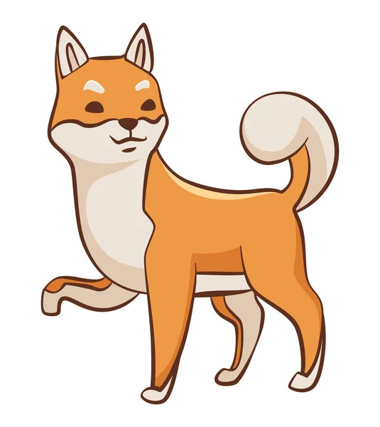 Shiba Inu Χαρακτήρα Σκύλου Παιχνιδιάρικο Κατοικίδιο Όρθιος Αυτοκόλλητο Διανύσματος Χαριτωμένο — Διανυσματικό Αρχείο