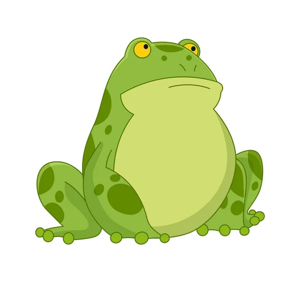 Cartoon Frogs Funny Cartoon Frog Little Amphibia Character Sitting White — Archivo Imágenes Vectoriales