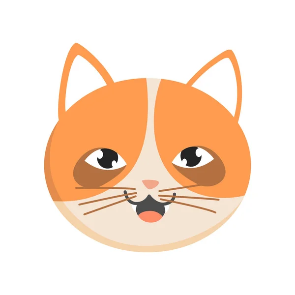 Kočičí Hlava Emotikonu Vtipná Dekorativní Kreslená Kočka Tvář Charakter Nebo — Stockový vektor