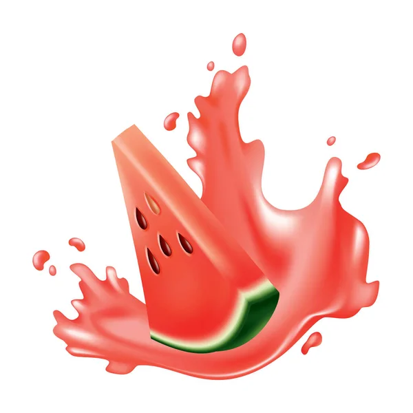 Sandía Dulce Natural Icono Fruta Roja Madura Cortada Rebanada Estilo — Vector de stock