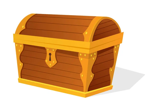 Chest Empty Old Wooden Chest Gold Treasure Cartoon Ancient Container — Διανυσματικό Αρχείο