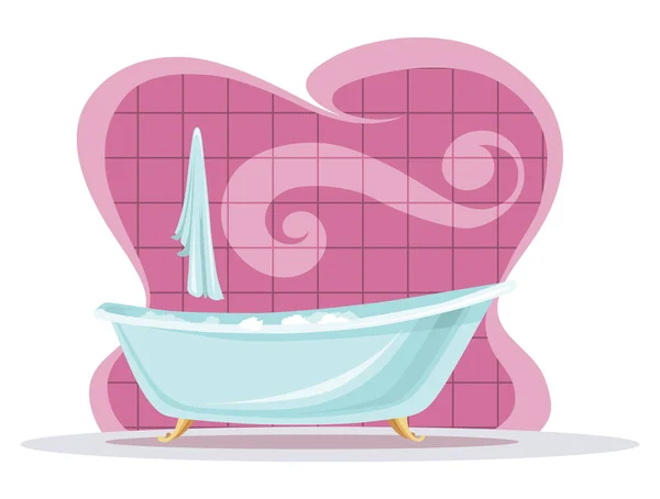 Place Taking Bath Enjoying Free Time Cozy Bathroom Interior Design — Διανυσματικό Αρχείο