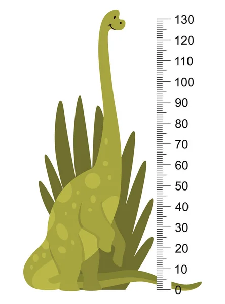 Height Measure Growth Ruler Chart Cute Cartoon Dinosaur Animal Funny — Vector de stock