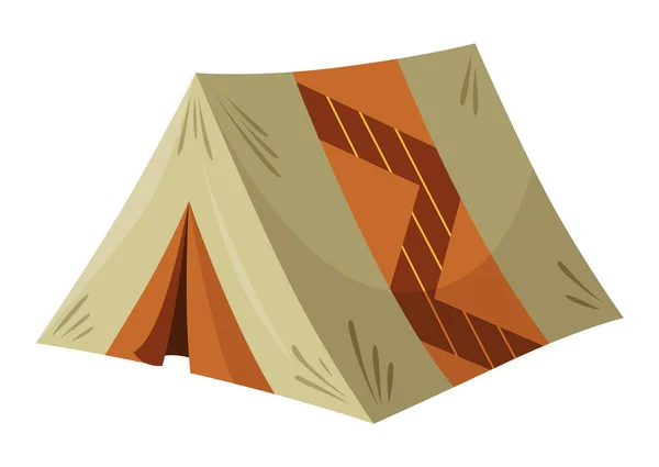 Camping tent cartoon icon. Sport or travel touristic marquee, house for outdoor recreation and hiking adventure. Colorful campsite tented shelter. Vector tourist equipment.