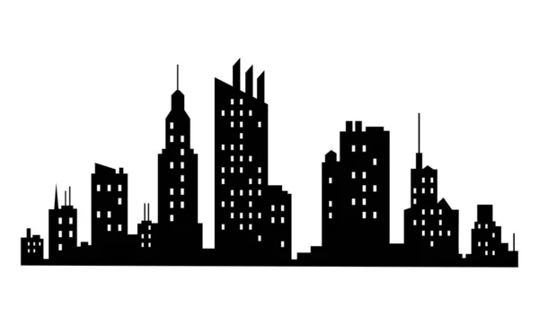 Vector City Silhouette Modern Urban Landscape High Building Windows Illustration — Vector de stock