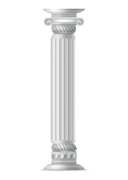 Antique Column Realistic Icon Classic Stone Pillar Roman Greece Architecture —  Vetores de Stock