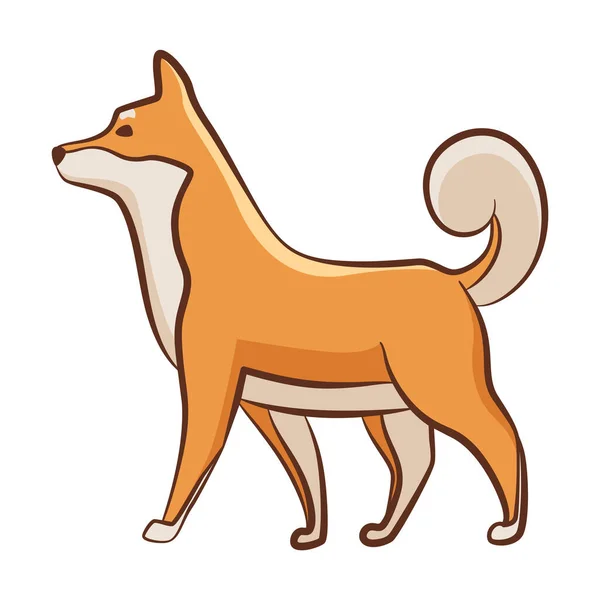 Shiba Inu Χαρακτήρα Σκύλου Παιχνιδιάρικο Κατοικίδιο Όρθιος Αυτοκόλλητο Διανύσματος Χαριτωμένο — Διανυσματικό Αρχείο