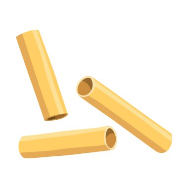 Pasta cannelloni. Restaurant delicious menu icon. Raw macaroni. Italian cuisine, wheat flour product. Vector cartoon pasta.