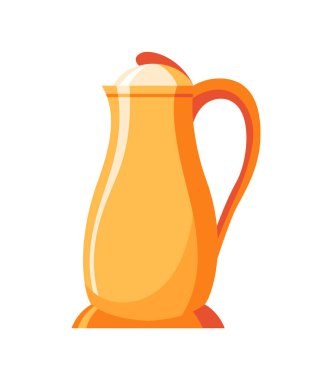 Kettle dekoratif mutfak aleti ikonu. Çaydanlık karikatür çizimi. Ev eşyaları ya da mutfak gereçlerinin reklamını yapmak için. Kaynar su için ev aletleri.