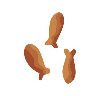 Snack for cat in fish form. Vector dry food. Pet shop cat product. Flat cartoon icon isolated on white.