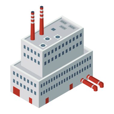 Hydro power isometric. Hydroelectric power plant. Alternative energy concept, factory electric. Water power station. Vector illustration.
