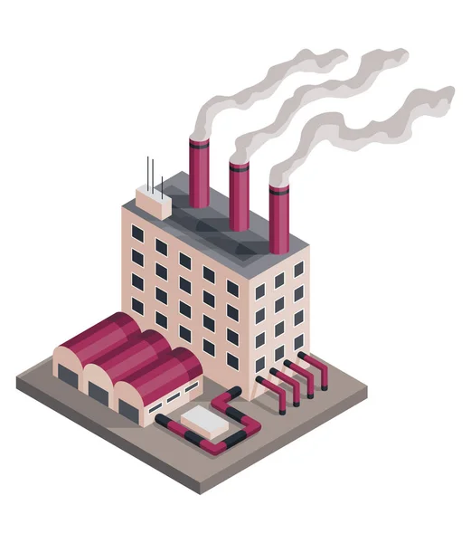 Factory Isometric Architecture Manufactures House Industrial Bulding Isolated Icon Concept — Image vectorielle