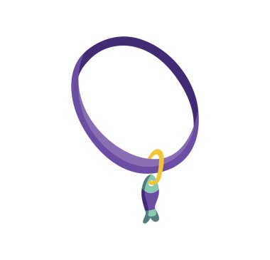 Cat accessorie collar with fish. Funny toy device for playing with animal. Colorful illustration for pet shop. Kiten care icon.