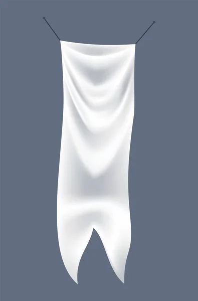 Banner Textil Blanco Con Plantilla Pliegues Lienzo Blanco Maqueta Publicidad — Archivo Imágenes Vectoriales