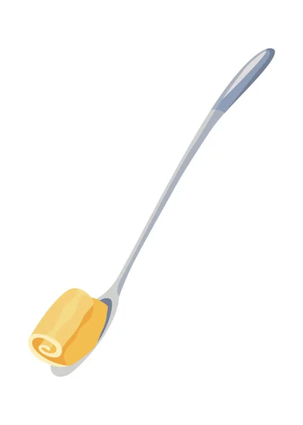 Butter Margarine Spread Yellow Curle Roll Spoon Natural Dairy Product — ストックベクタ