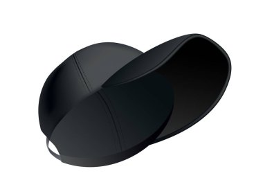 Beyzbol şapkası. Gerçekçi beysbol şapkası ön görünüm şablonu. Boş bir spor şapkası. Beyaz arka planda siyah boş bir kapak var. Beyzbol üniformalı şapkanın boş şablonu.