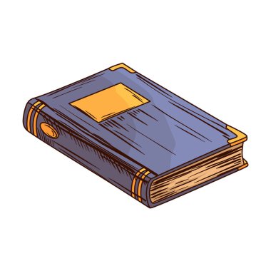 Eski bir kitap. Eğitim ve bilgelik kavramı. Eğitim ve edebiyat teması tasarımı için vektör simgesi. Klasik kitap illüstrasyonu.