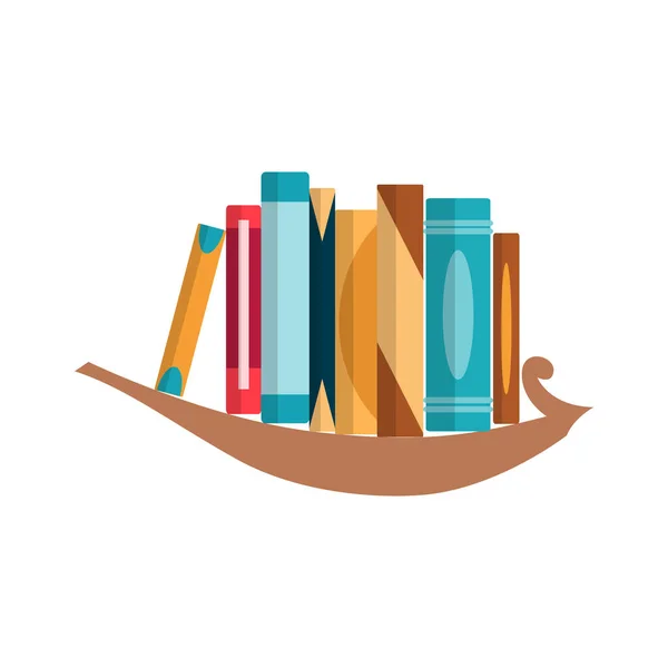 Könyvespolc Színes Könyvekkel Lapos Olvasás Könyvek Illusztráció Elszigetelt Fehér Háttérrel — Stock Vector