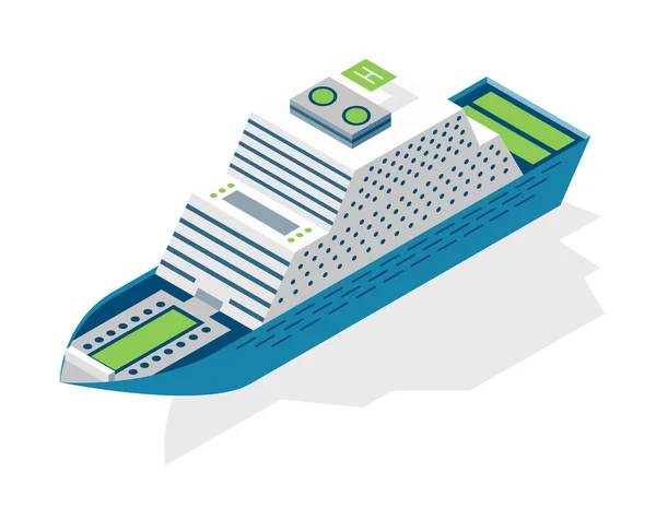 Isometric Cruise Ship Passenger Transportation Water Vector Isometric Icon Infographic — Stock Vector
