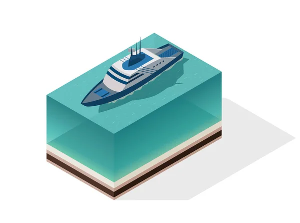 Isometric cruise ship. Passenger transportation by water. Vector isometric icon or infographic element. Ocean transport.