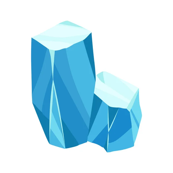 漫画の氷の結晶 冷たい凍結ブロックや氷の山 ゲームのデザインのための冬の装飾 氷山は氷を砕いた 白い背景の雪の要素 — ストックベクタ