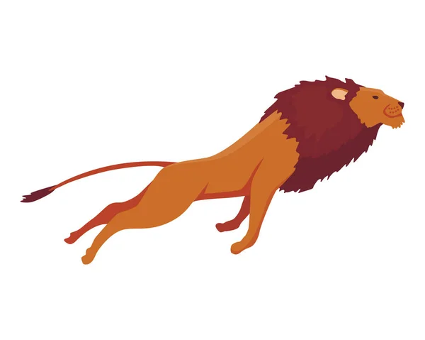 Proud Powerful Lion Character King Animal Cartoon Cute Wild Cat — Vettoriale Stock