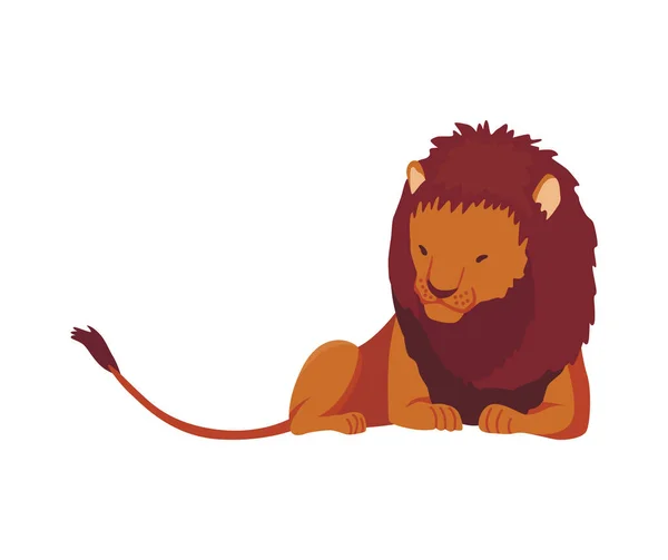 Proud Powerful Lion Character King Animal Cartoon Cute Wild Cat — Vettoriale Stock