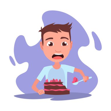 Çocuk kahvaltı yapıyor ya da öğle yemeği yiyor. Yemek yiyen çocuk. Çocuklar yemeklerden hoşlanır. Beslenme alışkanlıkları.