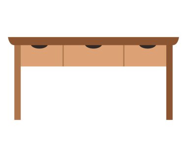 Boş tahta masa ya da masaüstü. İç mekan manzarasının temiz küçük bir unsuru. Nesne sunumu için şablon. Masa beyaz arkaplanda izole edildi.