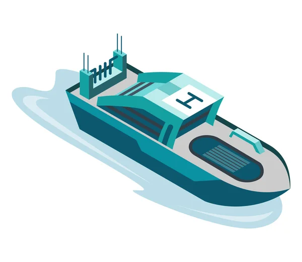 Commercial ship isometric icon. Water transport. 3d sea marine business shipment, shipping freight ocean transportation.