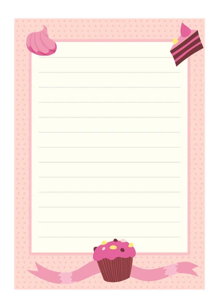 Recipe Card Cooking Card Template Culinary Notes Sticker Cute Ingredients — Archivo Imágenes Vectoriales