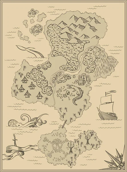 Modelo Mapa Ilha Dos Desenhos Animados Para Próximo Jogo Nível — Vetor de Stock