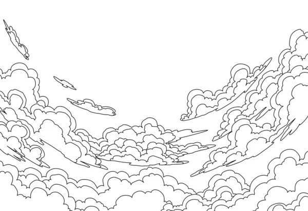 Skica Mraků Obloze Ranní Nebo Večerní Krajina Mraky Nebeské Nebe — Stockový vektor