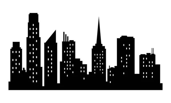 Vector City Silhouette Modern Urban Landscape High Building Windows Illustration — 스톡 벡터