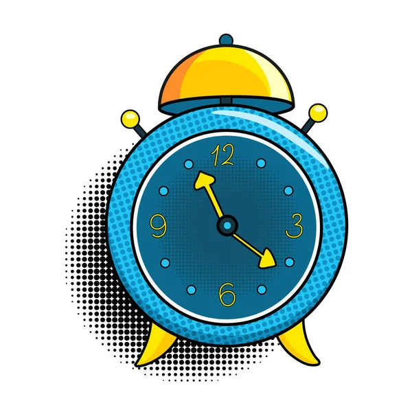 Reloj Despertador Cómico Pop Art Icono Dibujos Animados Colorido Dinámico — Vector de stock