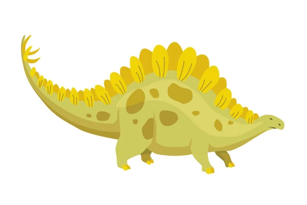 Mignon Personnage Dessin Animé Dinosaure Dragon Dans Style Plat Illustration — Image vectorielle