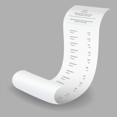 Ödeme çeki ve gölgeli faturalar. Eğri büğrü finansal kağıt, satın alma faturası. Alış, fatura ya da ödeme. Satıcı formunu al.