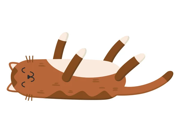 Simple Geometric Cat Cute Kitten Lying Having Fun Modern Flat — Vector de stock