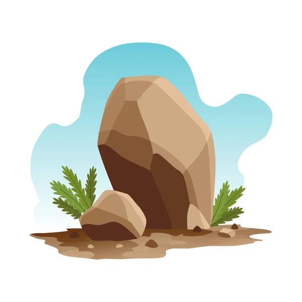 Boulder Rock Stone Debris Mountain Cartoon Stone Elements Game Flat — Stock Vector