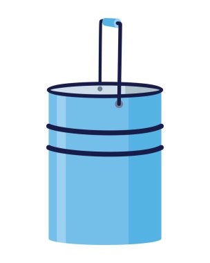 Kova. Kefalet vektör karikatür simgesi ya da saplı kova. Plastik ev aletleri. Temizleme kabı.