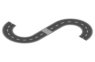 Otoyol kenti haritası oluşturmak için Isometric yol elemanı. Yolun asfalt parçası ve eğri ile rota.
