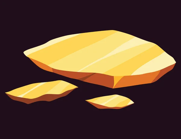 Nuggets Mina Oro Objeto Minero Precioso Juego Oro Kit Piedra — Vector de stock