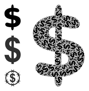 Fraktal Dolar Para Birimi Simgesi Kendine Kolajı