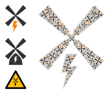 Özyinelemeli Rüzgâr Elektrik Üretim Simgesi Kendi Kolajı
