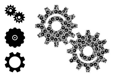 Özyinelemeli Vites Döndürme Simgesi Kişisel Kolajı