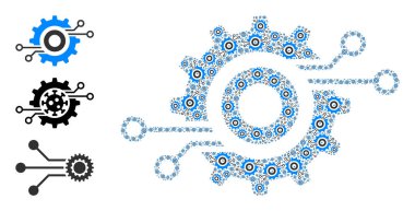 Tekrarlanan Nanobot Devre Tekerleği Simge Özgün Mozaiği